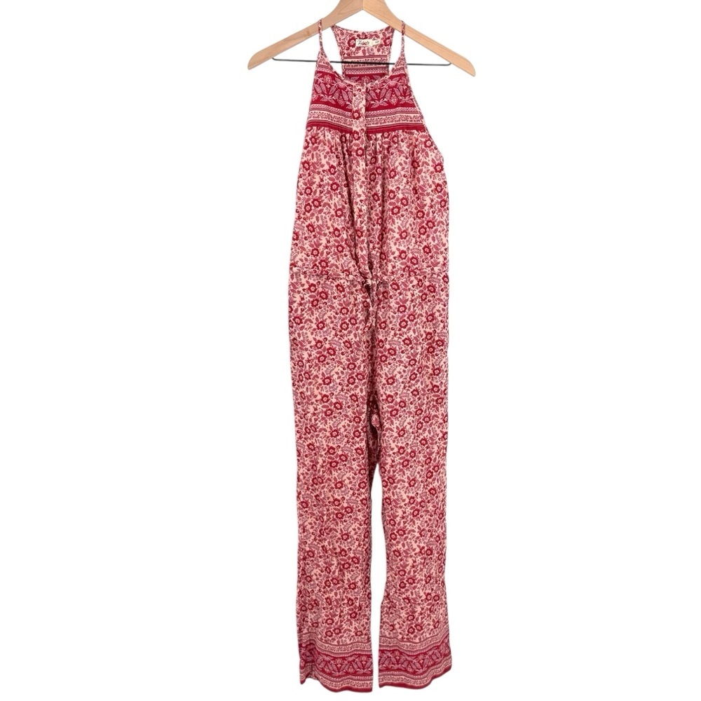 Faherty Adella Jumpsuit Pink Floral Halter XS